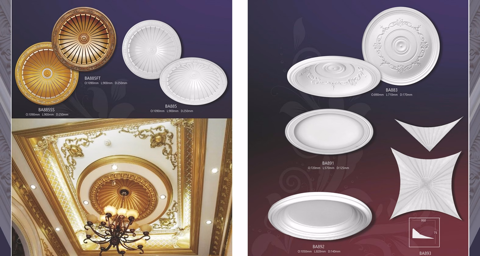 Ceiling Medallion 050 Size: 80cm diameter Material: Polyurethane (PU) from Ceiling Medallion category | PU decorative materials manufacturer from Dongguan, China